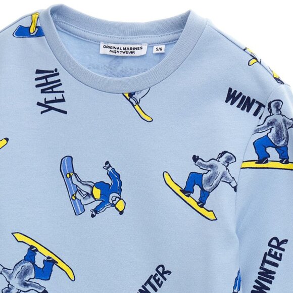 SNOWBOARD LOVERS' WARM WINTER PRINT SLEEPWEAR SET - BOYS COTTON PAJAMAS - Picture 3 of 3